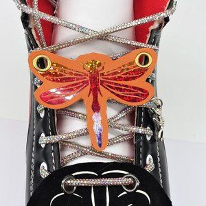 Dragonfly Shoe Charm   Roller Skates Leather Dragonfly lace patch